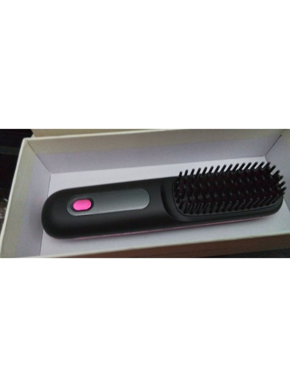 Black Portable Straightener Brush, Hair Straightening Brush for Women-Rechargeab